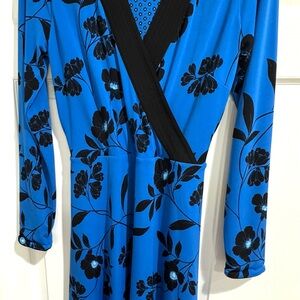 White House Black Market Blue and Black Floral Dress